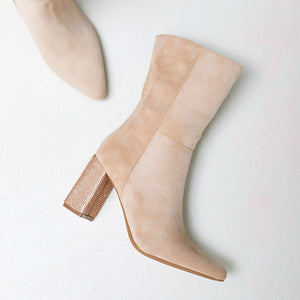 Buonarotti Laarzen Beige Suedine met Strass Hak