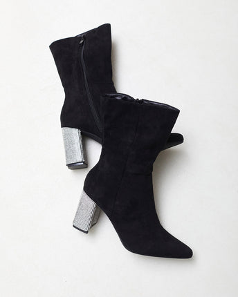 Buonarotti Laarzen Zwart Suedine met Strass Hak