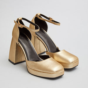 Buonarotti Sandalen Goud Blokhak Hoog
