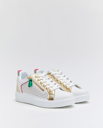 Buonarotti Sneakers Wit Rits Goud Color