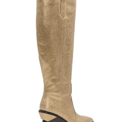 AZAREY Cowboylaarzen Goud Print Lederen Voetbed