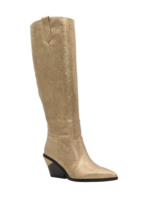 AZAREY Cowboylaarzen Goud Print Lederen Voetbed