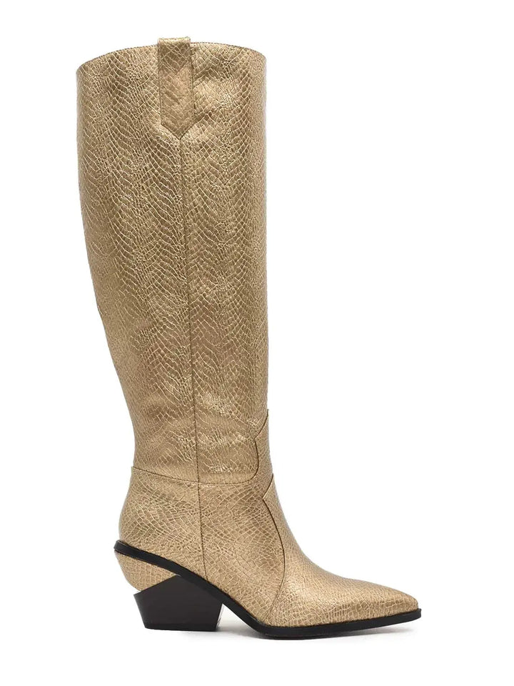 AZAREY Cowboylaarzen Goud Print Lederen Voetbed