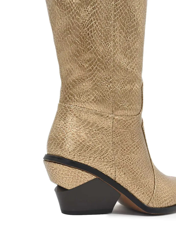 AZAREY Cowboylaarzen Goud Print Lederen Voetbed
