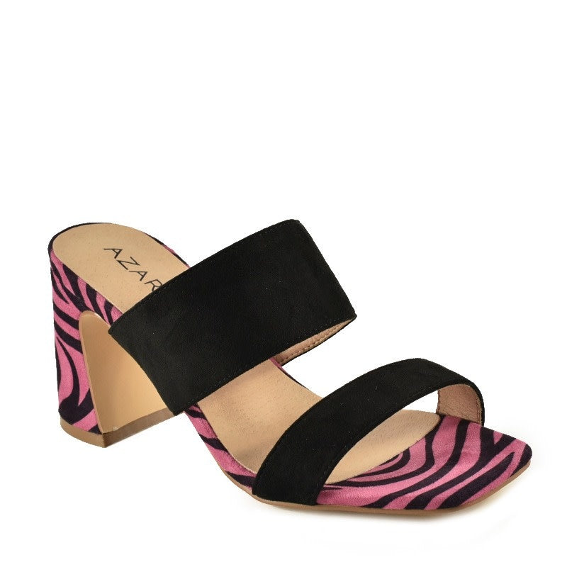 AZAREY Instapper Roze Zwart Zebra Leren voetbed