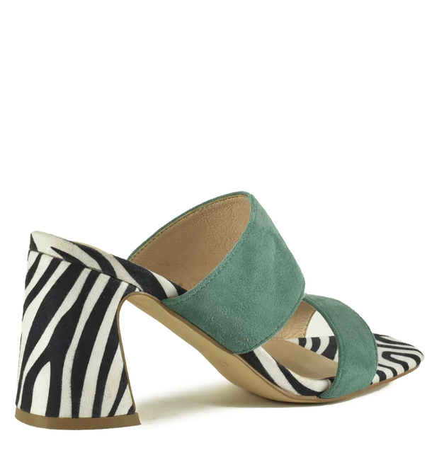 AZAREY Instapper Turquoise Zebra Leren voetbed