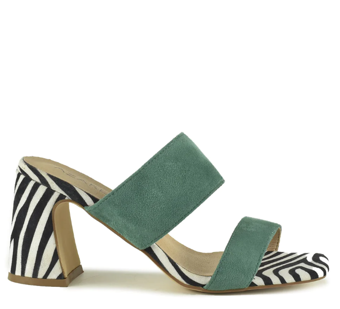 AZAREY Instapper Turquoise Zebra Leren voetbed