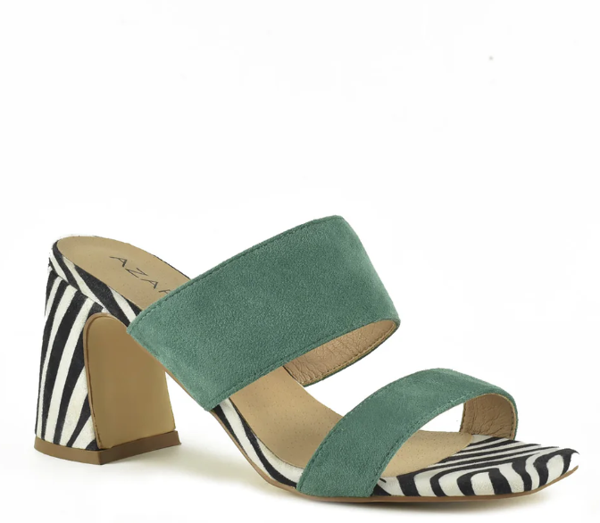 AZAREY Instapper Turquoise Zebra Leren voetbed