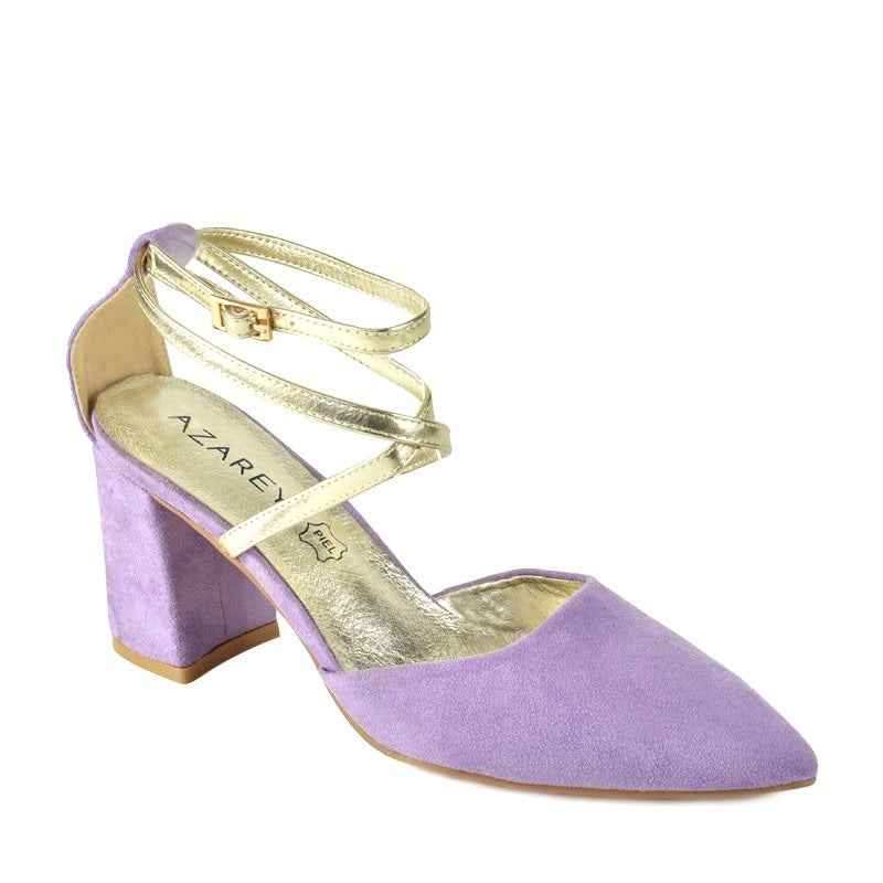 AZAREY Sandalen Lila suedine gouden Bandjes Lederen voetbed