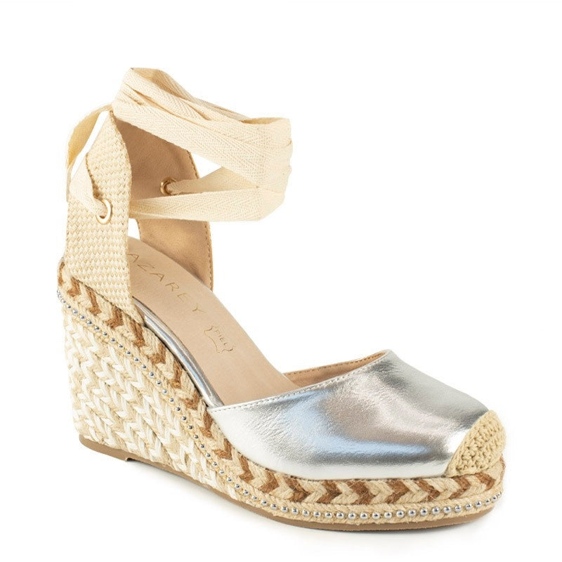 AZAREY Sandalen Zilver Sleehakken Met leren voetbed