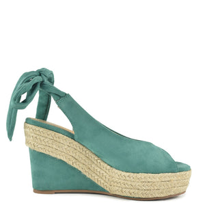 AZAREY Sleehakken Turquoise Wikkel Open Lederen voetbed