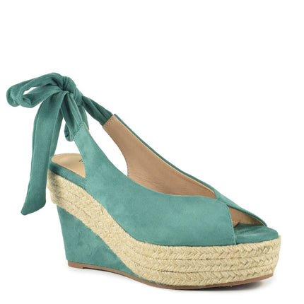 AZAREY Sleehakken Turquoise Wikkel Open Lederen voetbed