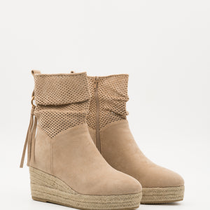 Buonarotti Boots Beige Suedine Wegde Sleehak