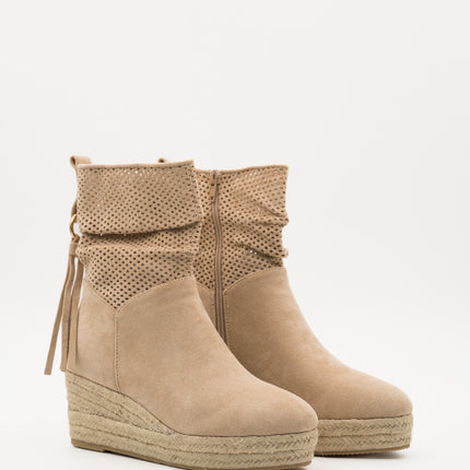 Buonarotti Boots Beige Suedine Wegde Sleehak