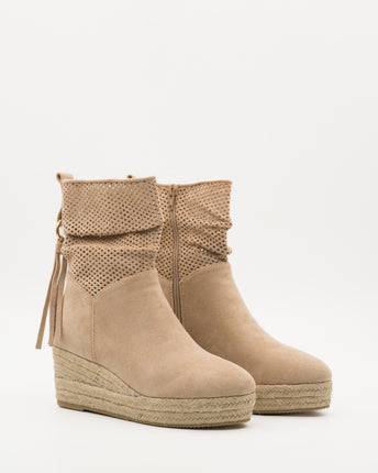 Buonarotti Boots Beige Suedine Wegde Sleehak