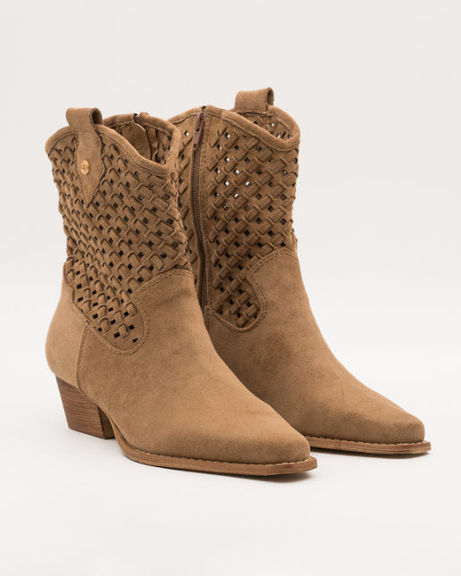 Buonarotti Camel Suedine Western laarzen met Vlecht Details