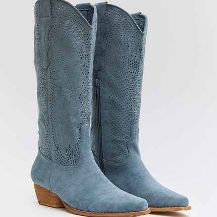 Buonarotti Cowboylaarzen Blauw Suedine Western