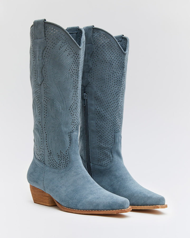 Buonarotti Cowboylaarzen Blauw Suedine Western