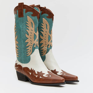 Buonarotti Cowboylaarzen Bruin Retro Wit