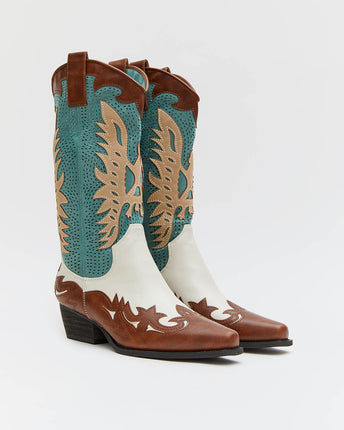 Buonarotti Cowboylaarzen Bruin Retro Wit