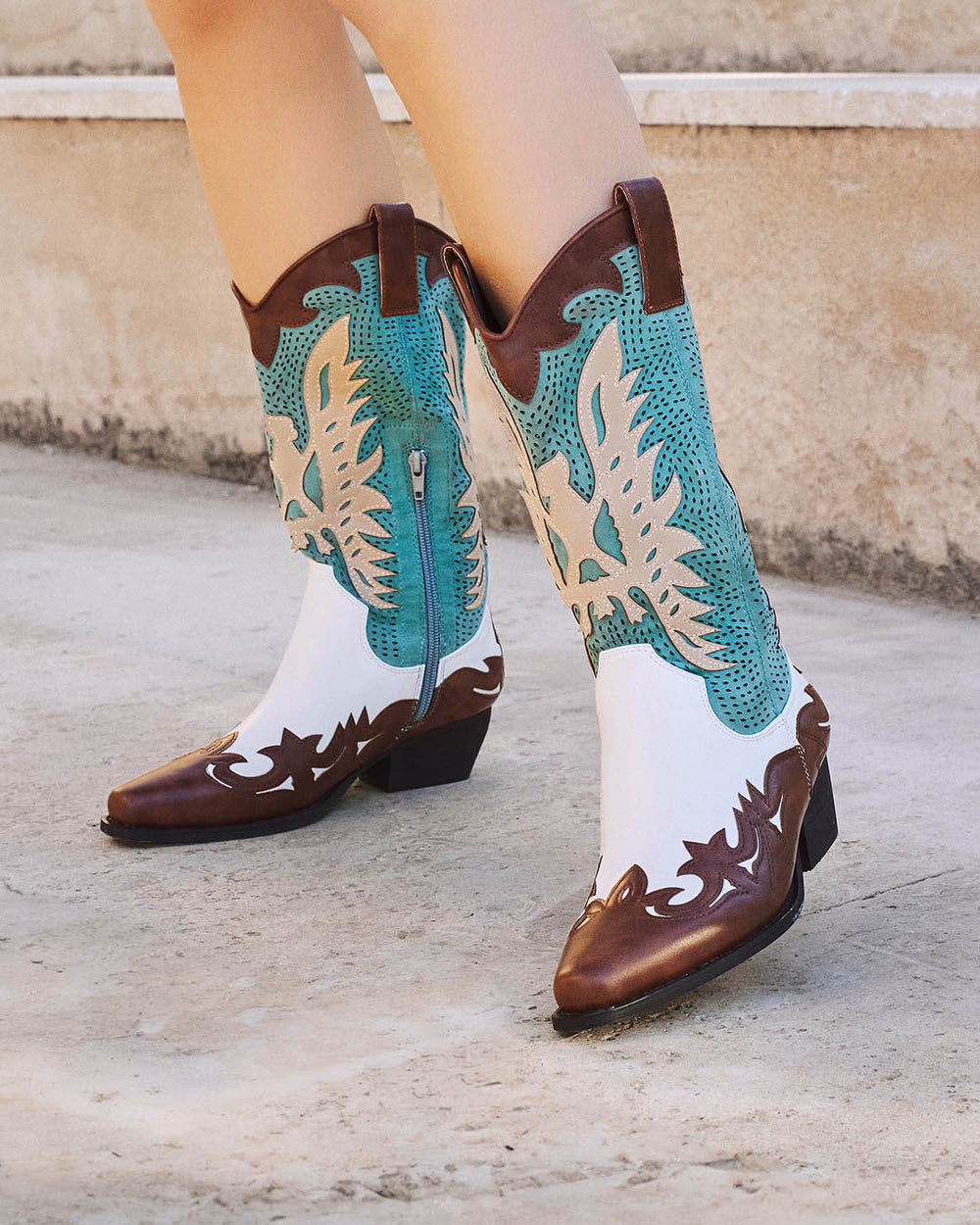 Buonarotti Cowboylaarzen Bruin Retro Wit