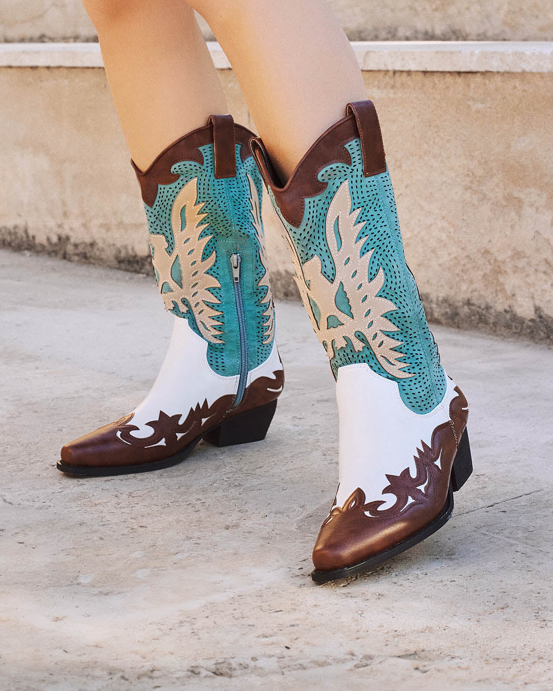 Buonarotti Cowboylaarzen Bruin Retro Wit