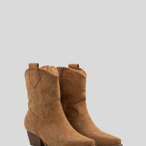 Buonarotti Cowboylaarzen Bruin Suedine Kort Stiksels