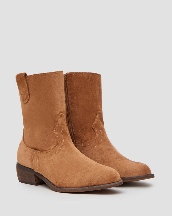 Buonarotti Cowboylaarzen Camel Suedine Basic Kort Lage Hak