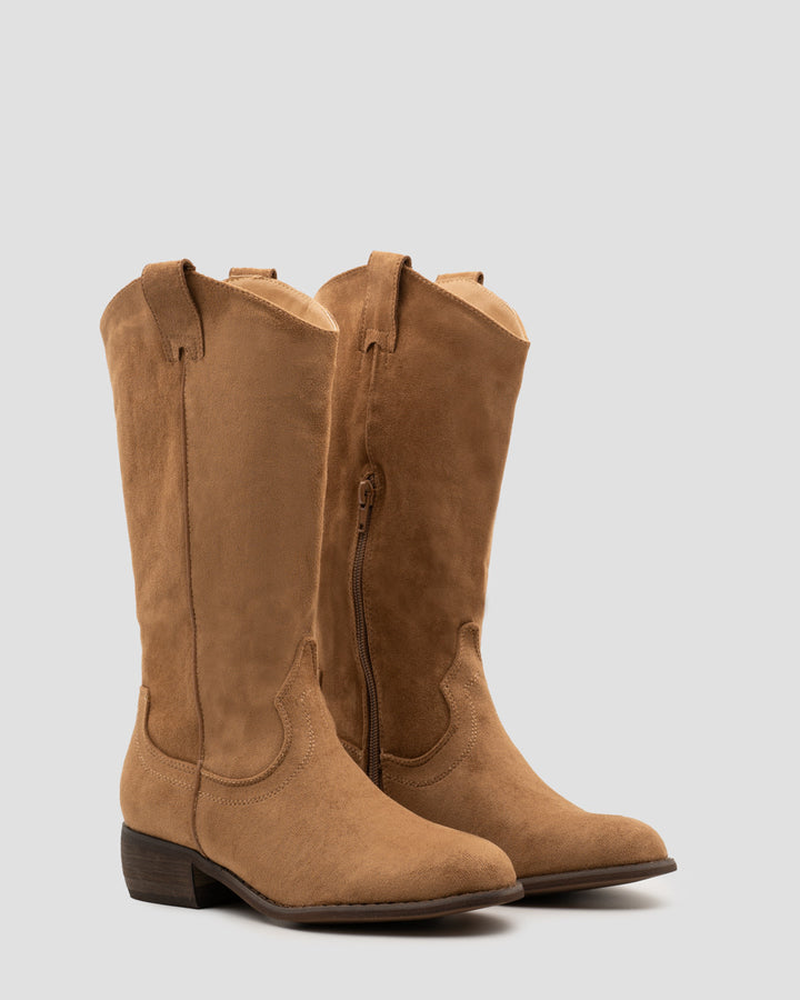 Buonarotti Cowboylaarzen Camel Suedine Basic Lage Hak