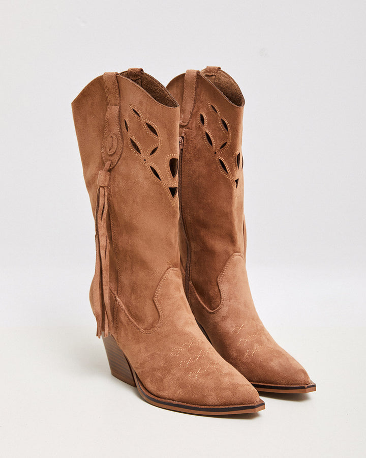 Buonarotti Cowboylaarzen Camel Suedine Bohemian Franje