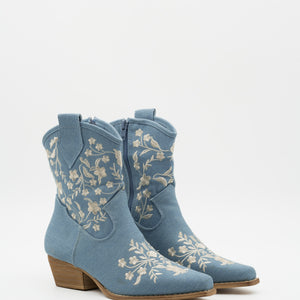 Buonarotti Cowboylaarzen Jeans Blauw Kort Bloemen