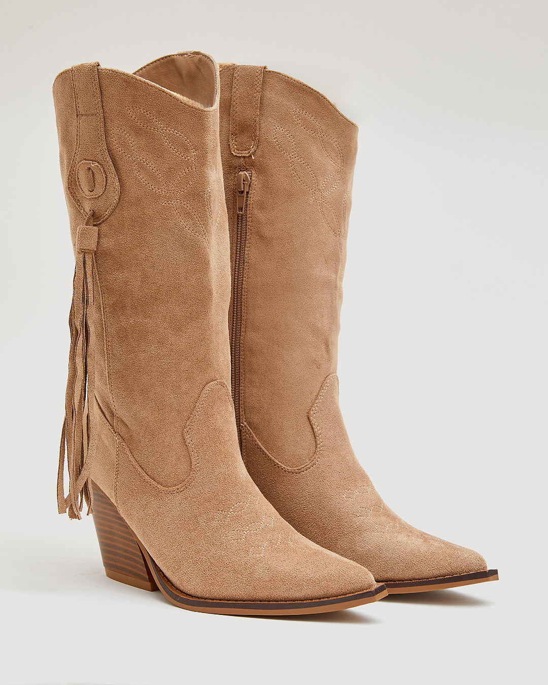 Buonarotti Cowboylaarzen Khaki Suedine Franje
