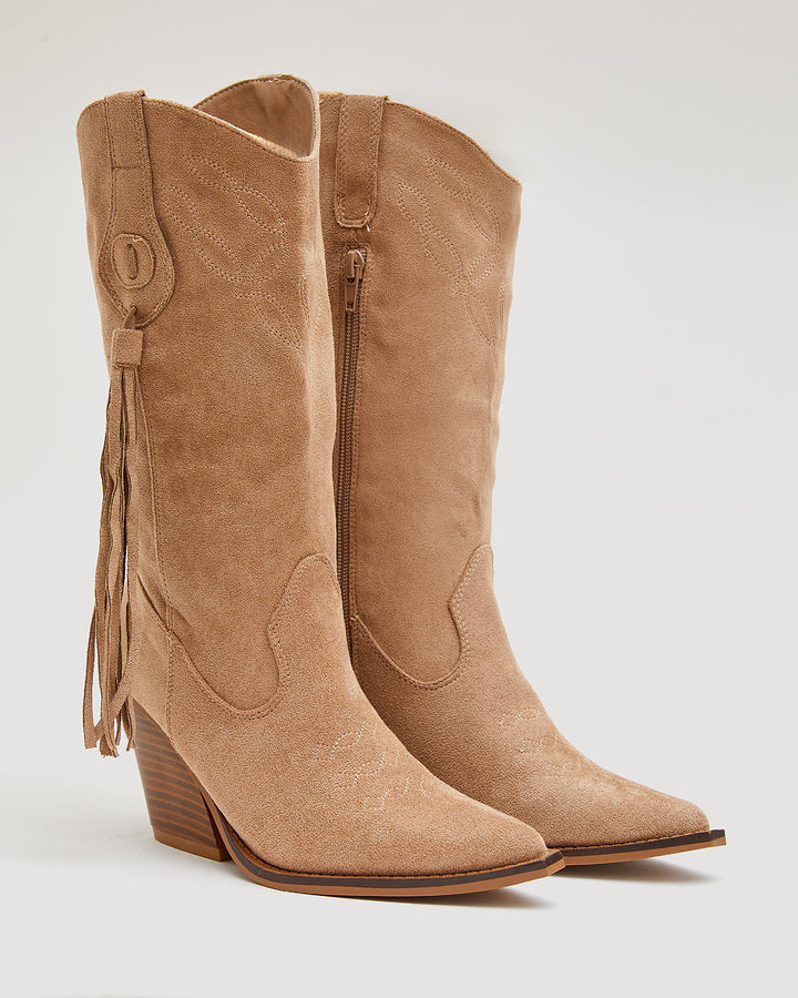Buonarotti Cowboylaarzen Khaki Suedine Franje