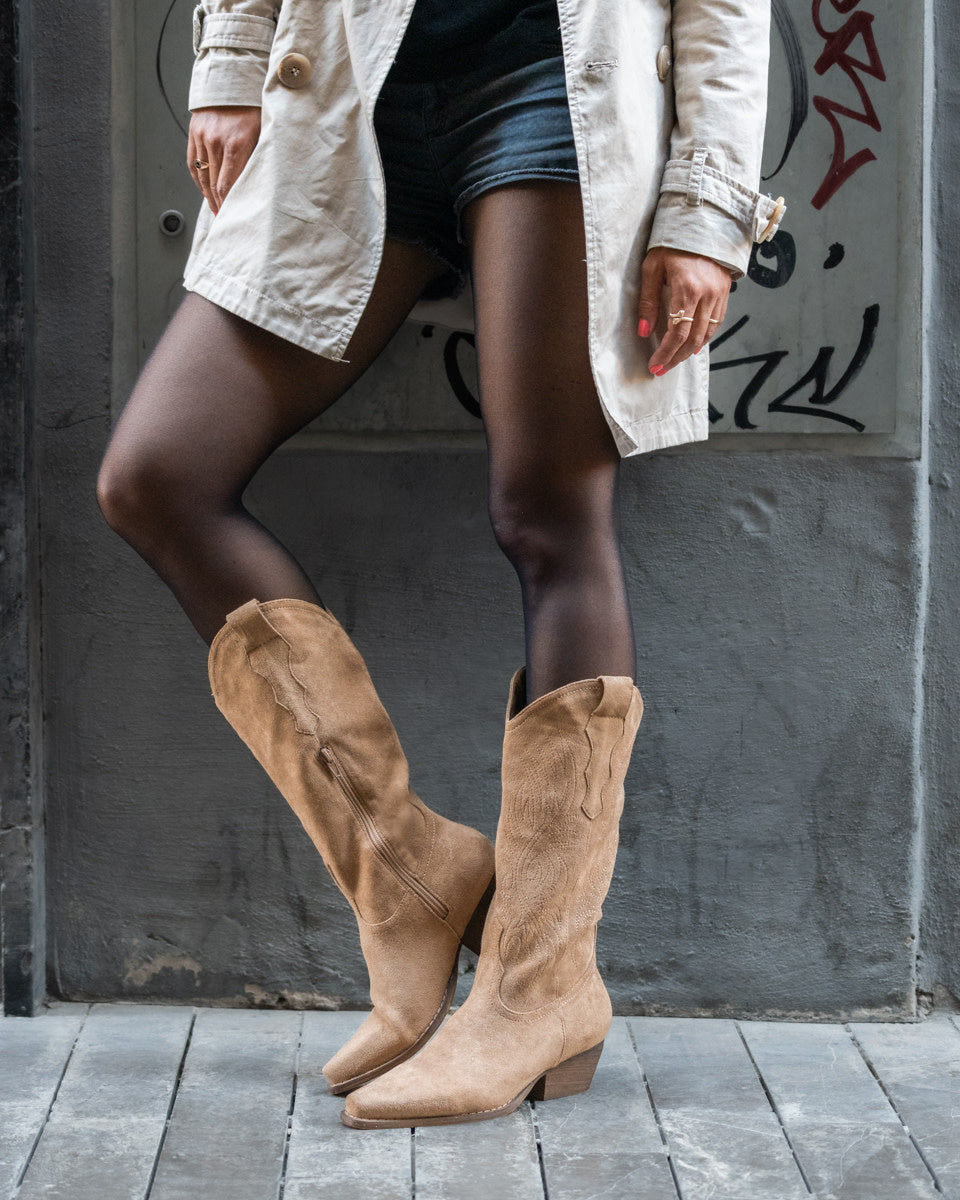 Buonarotti Cowboylaarzen Khaki Suedine Stiksels