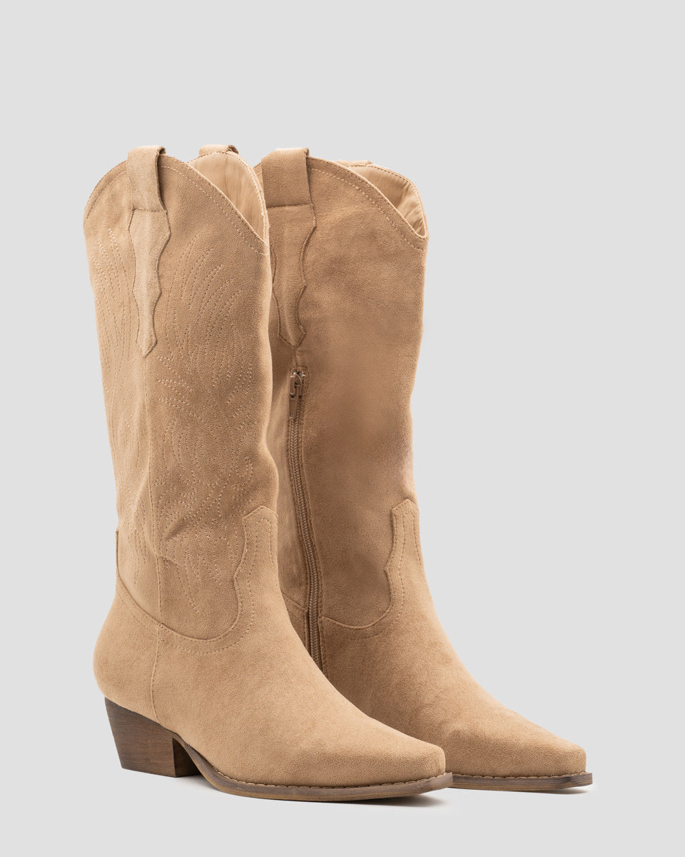 Buonarotti Cowboylaarzen Khaki Suedine Stiksels
