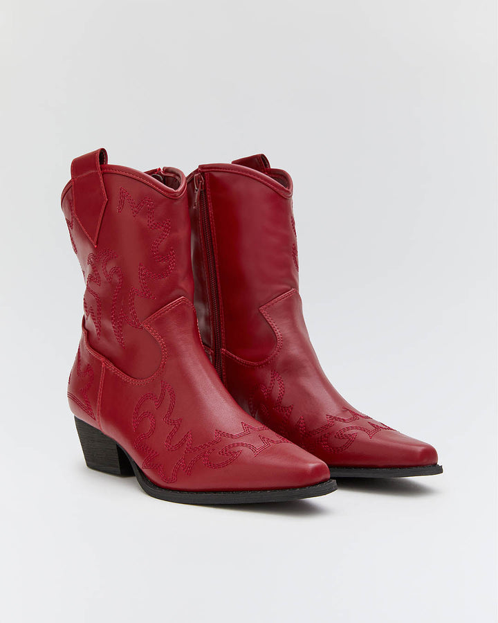 Buonarotti Cowboylaarzen Rood Kort Stiksels