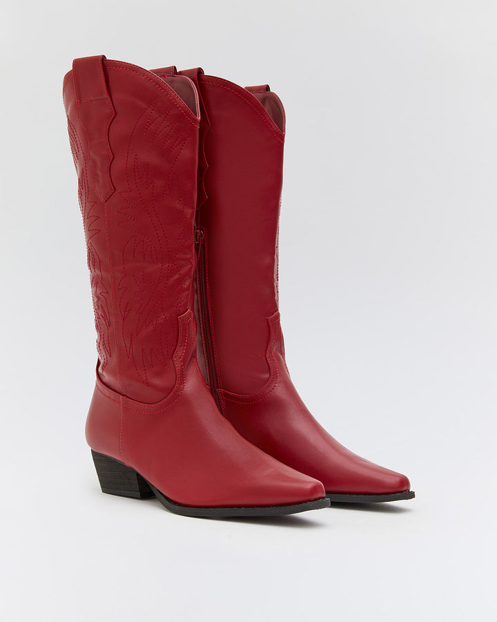 Buonarotti Cowboylaarzen Rood leatherlook Stiksels