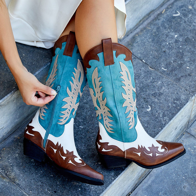 Buonarotti Cowboylaarzen  Wit Retro Bruin