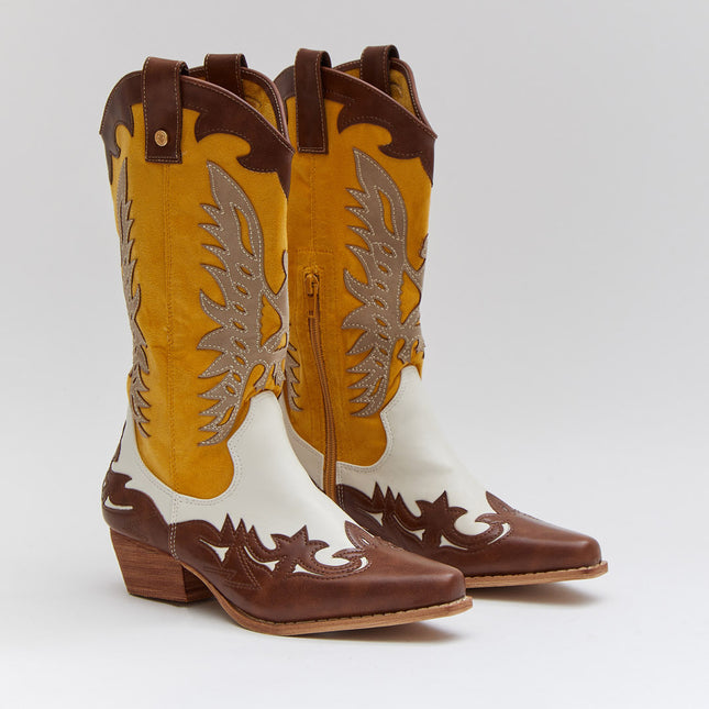 Buonarotti Cowboylaarzen Wit Retro Geel