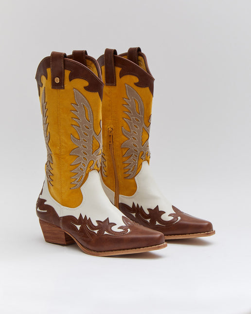 Buonarotti Cowboylaarzen Wit Retro Geel