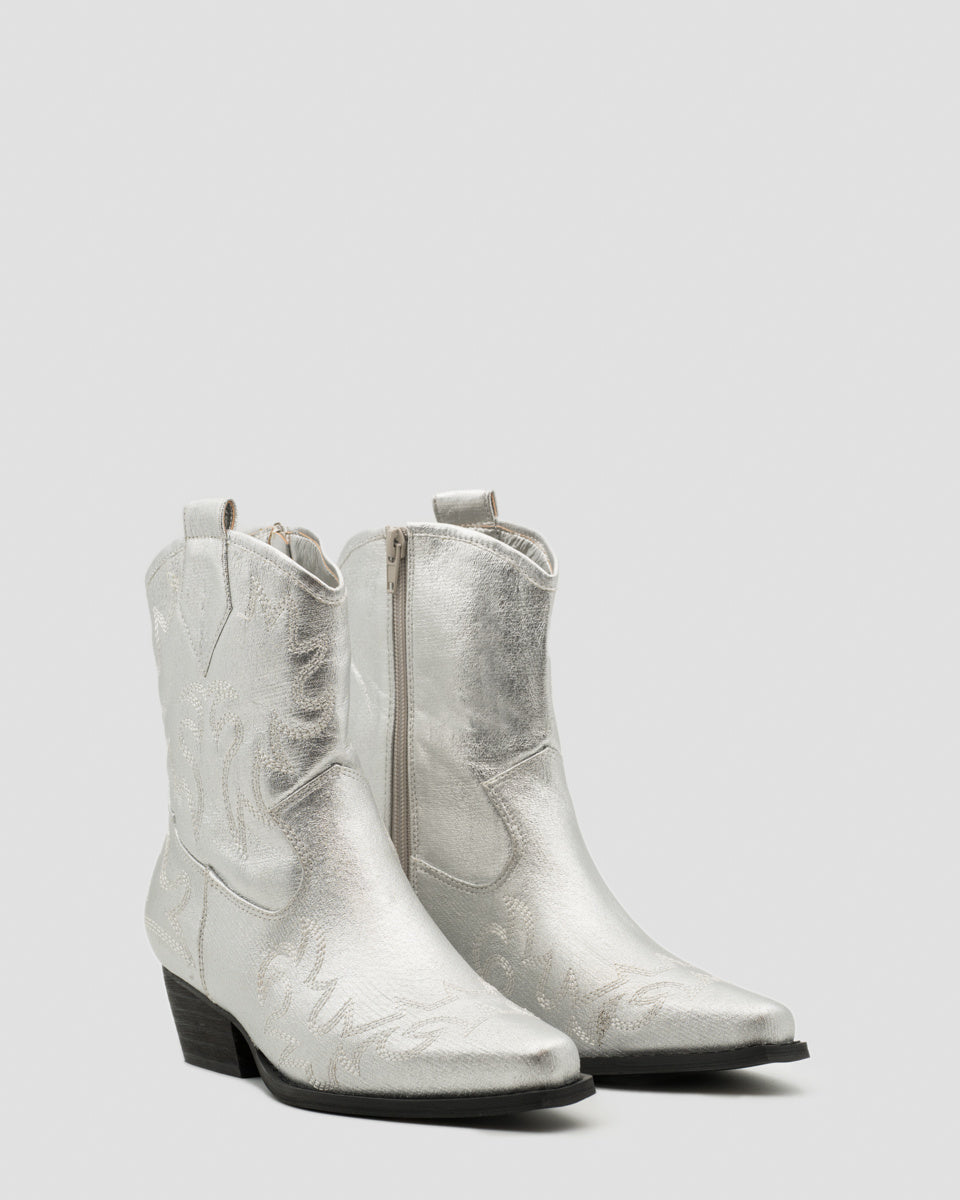 Buonarotti Cowboylaarzen Zilver Kort Stiksels