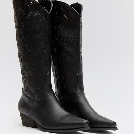 Buonarotti Cowboylaarzen Zwart Imitatieleer Western