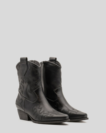 Buonarotti Cowboylaarzen Zwart Kort Stiksels