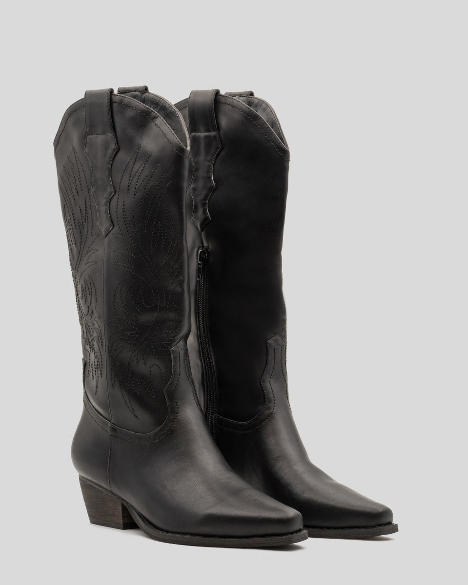 Buonarotti Cowboylaarzen Zwart leatherlook Stiksels
