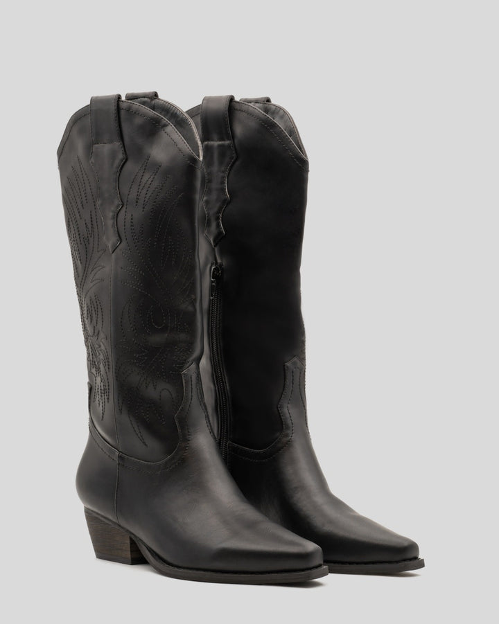 Buonarotti Cowboylaarzen Zwart leatherlook Stiksels