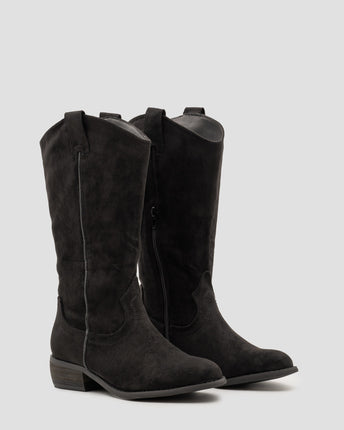 Buonarotti Cowboylaarzen Zwart Suedine Basic Lage Hak