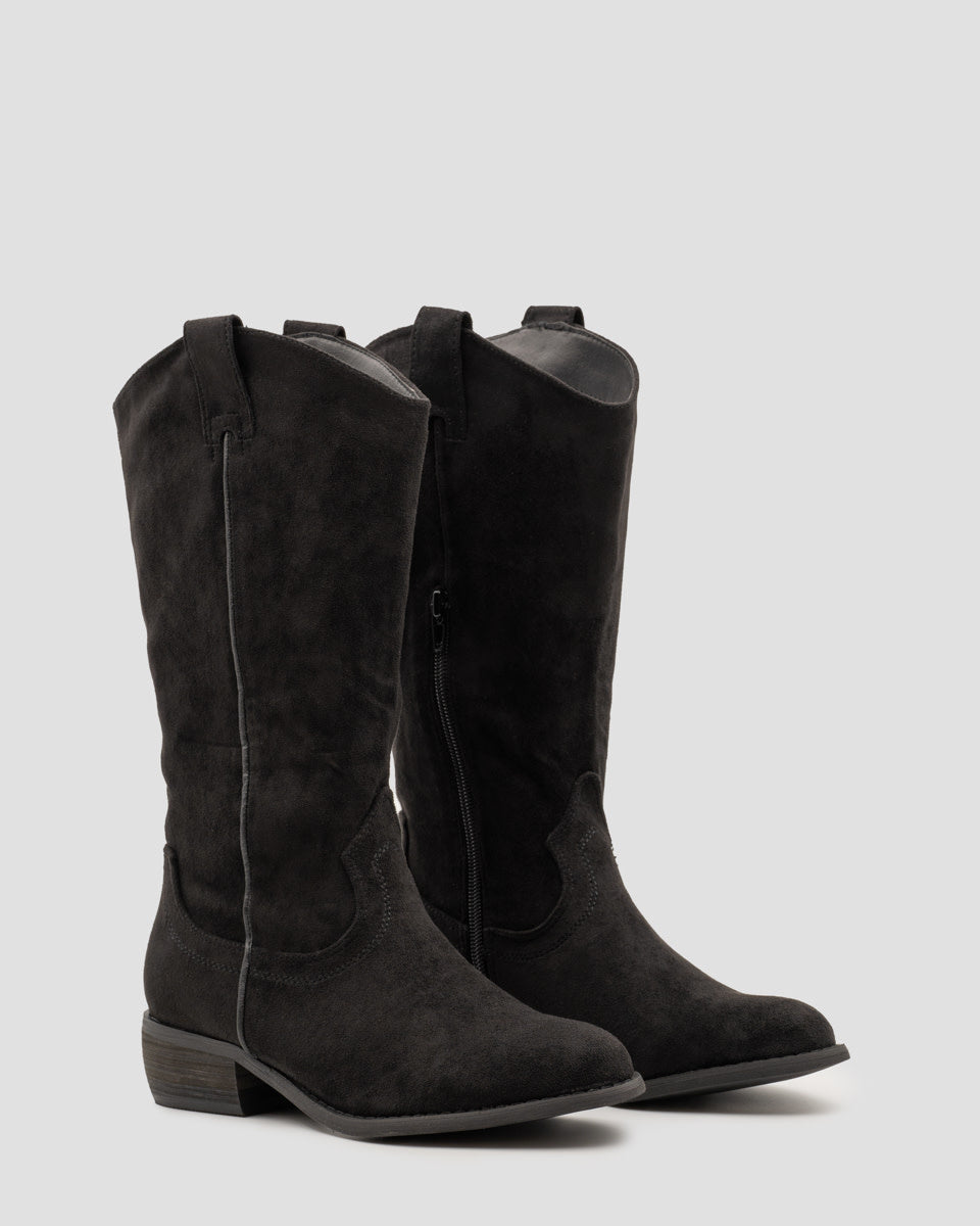 Buonarotti Cowboylaarzen Zwart Suedine Basic Lage Hak