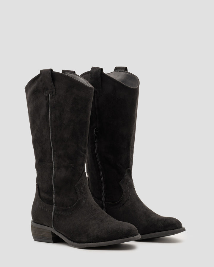 Buonarotti Cowboylaarzen Zwart Suedine Basic Lage Hak