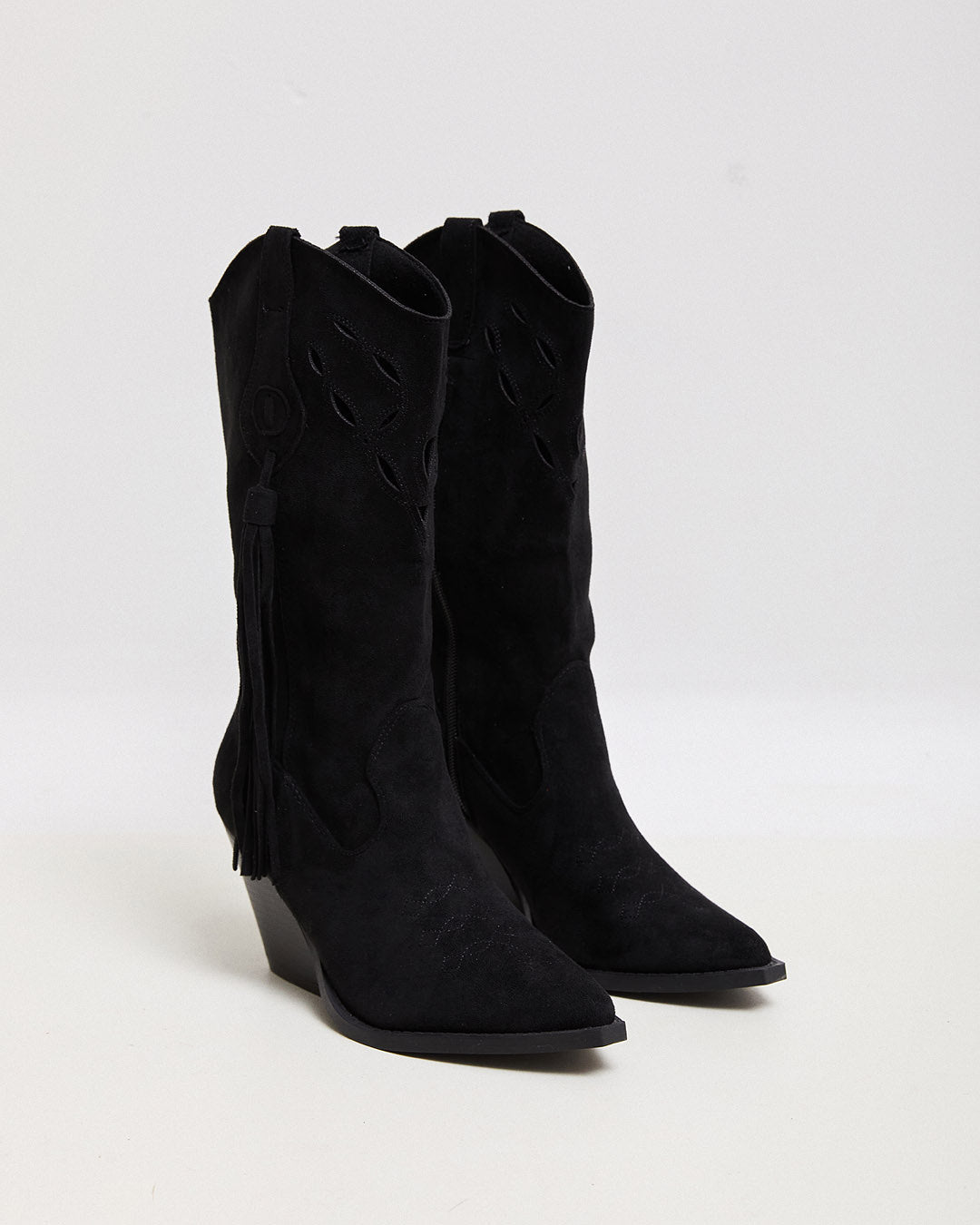 Buonarotti Cowboylaarzen Zwart Suedine Bohemian Franje