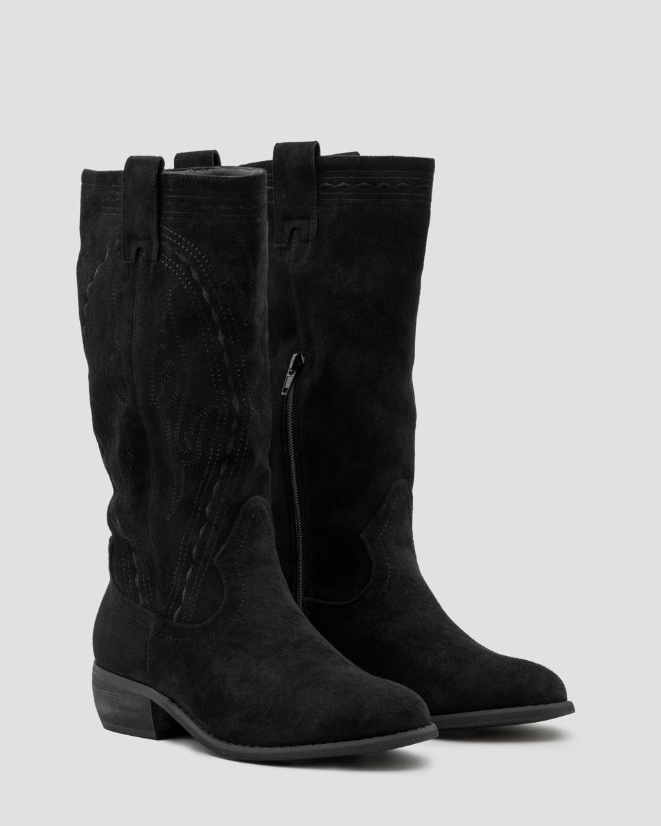 Buonarotti Cowboylaarzen Zwart Suedine Bohemian